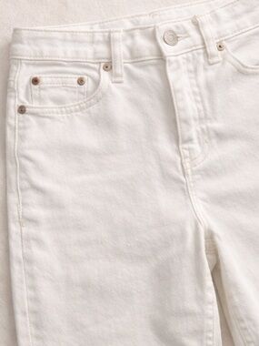 Topshop Straight Leg White Jeans with Raw Hem